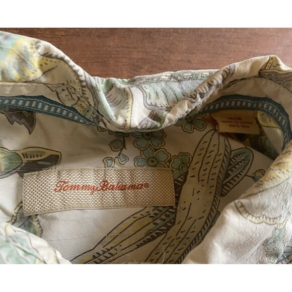 Tommy Bahama Shirt Mens M Green Tropical Hawaiian Vacation SILK - Picture 2 of 6